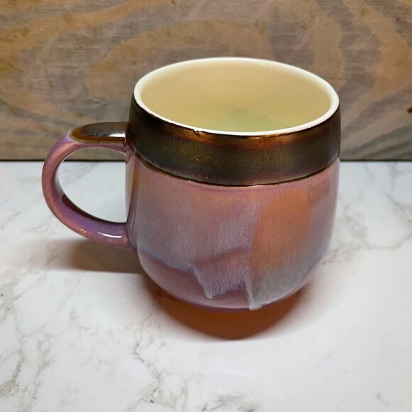 Coffee Mugs Set of 2 La Rochelle Dip Dye Metallic Stoneware - Picture 3 of 5
